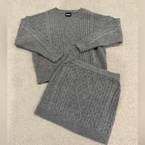 Katie J Sweater and skirt set. grey cableknit. Like New never worn.